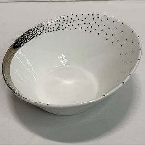 Nambe Platinum Bone China Tilt Dazzle Soup Salad Bowl Dishwasher Safe New